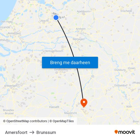 Amersfoort to Brunssum map