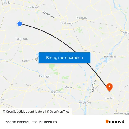 Baarle-Nassau to Brunssum map