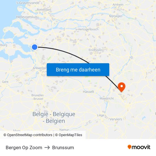 Bergen Op Zoom to Brunssum map