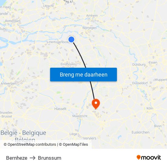 Bernheze to Brunssum map