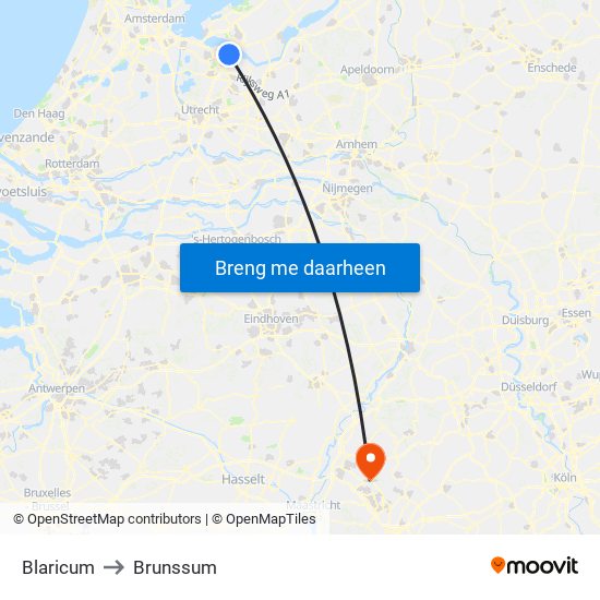 Blaricum to Brunssum map