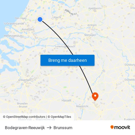 Bodegraven-Reeuwijk to Brunssum map
