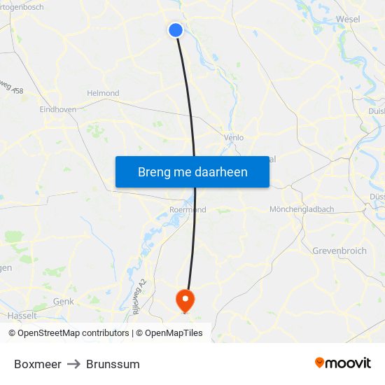 Boxmeer to Brunssum map