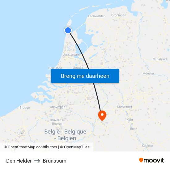 Den Helder to Brunssum map