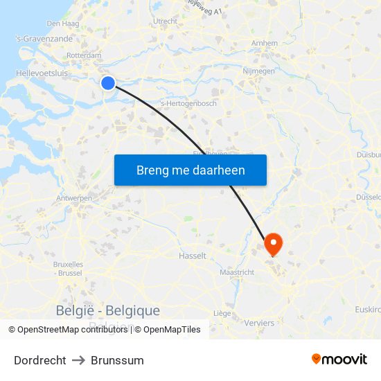 Dordrecht to Brunssum map