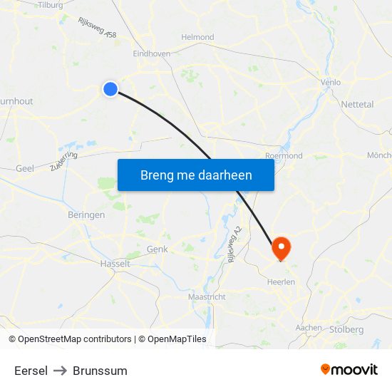 Eersel to Brunssum map