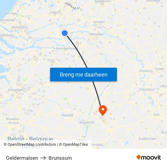 Geldermalsen to Brunssum map