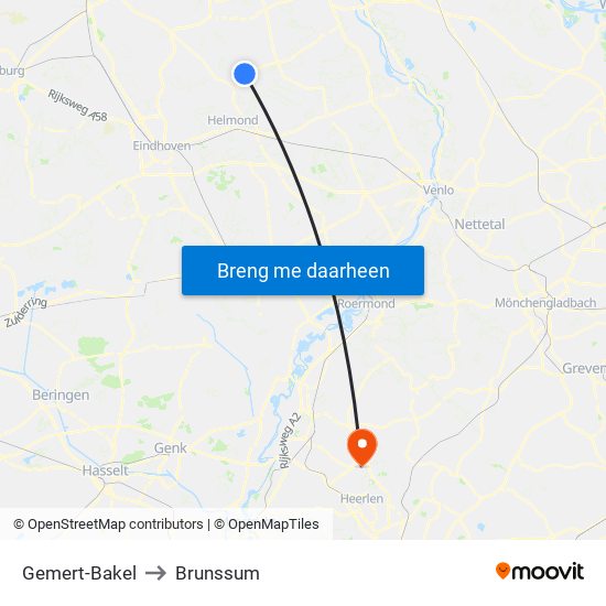 Gemert-Bakel to Brunssum map