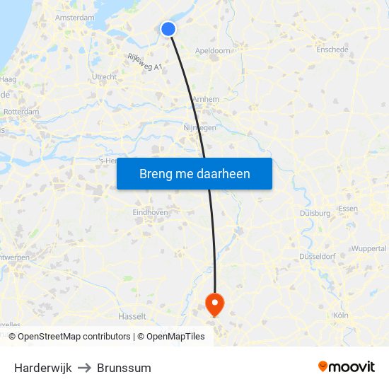 Harderwijk to Brunssum map