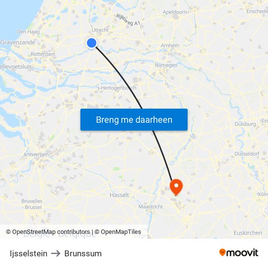 Ijsselstein to Brunssum map