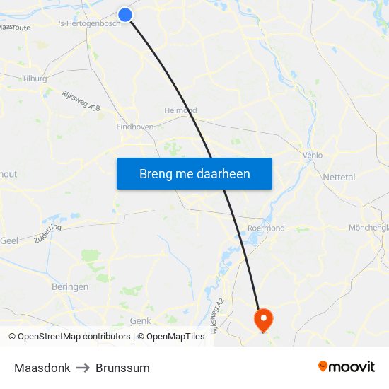 Maasdonk to Brunssum map