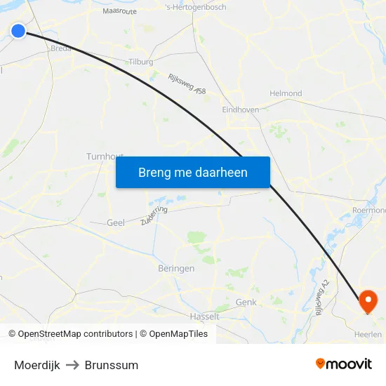 Moerdijk to Brunssum map