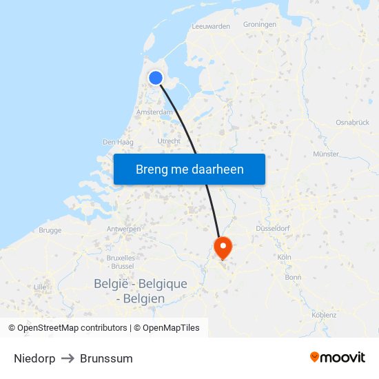 Niedorp to Brunssum map