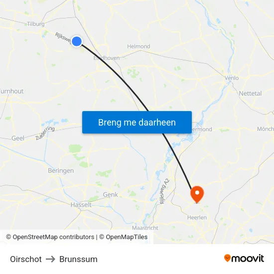 Oirschot to Brunssum map
