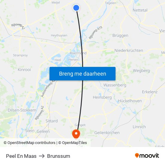Peel En Maas to Brunssum map
