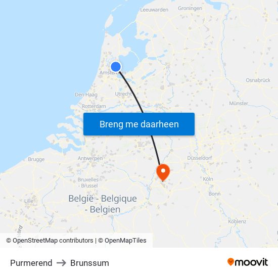 Purmerend to Brunssum map