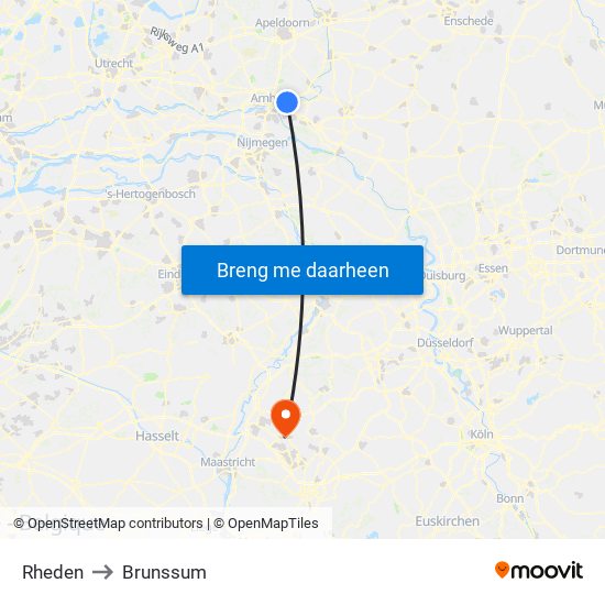 Rheden to Brunssum map