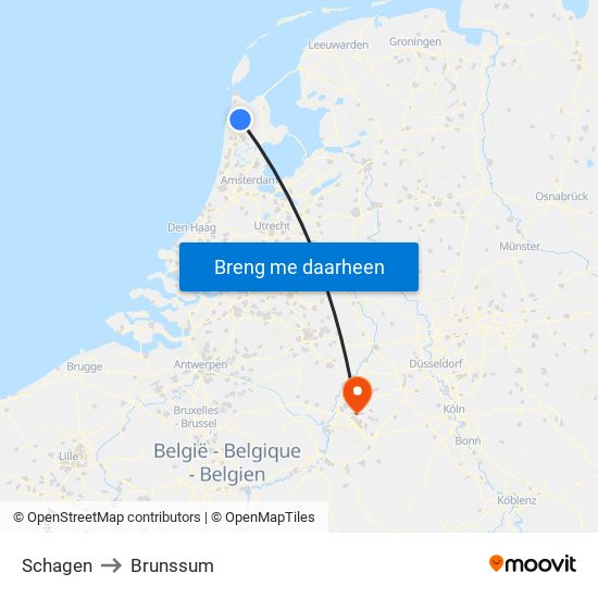 Schagen to Brunssum map