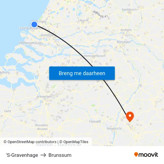'S-Gravenhage to Brunssum map