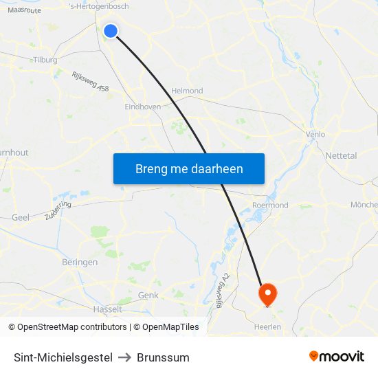Sint-Michielsgestel to Brunssum map