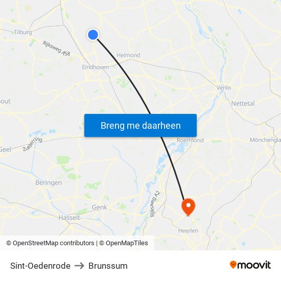 Sint-Oedenrode to Brunssum map