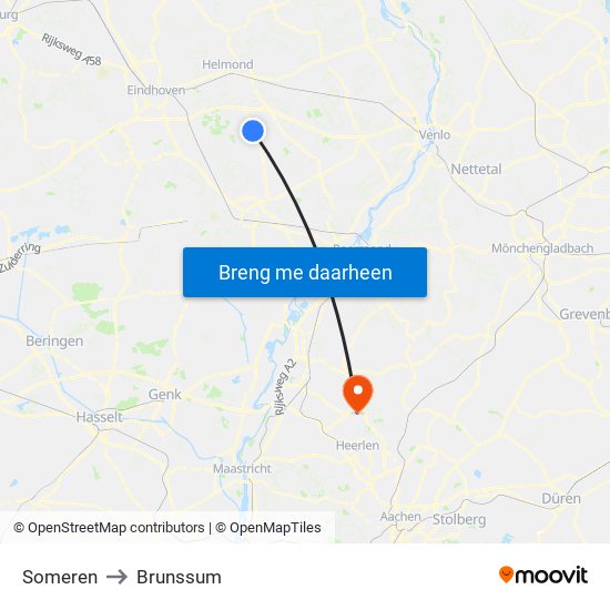 Someren to Brunssum map