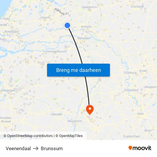 Veenendaal to Brunssum map