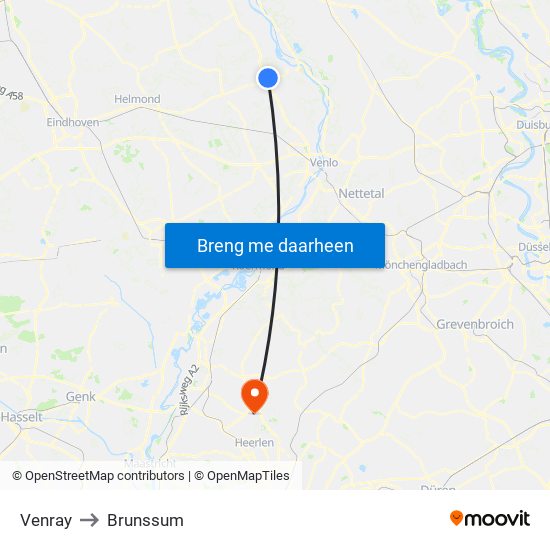 Venray to Brunssum map