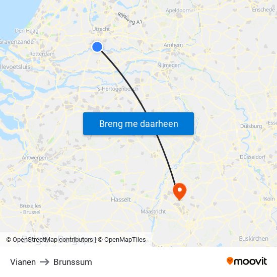 Vianen to Brunssum map