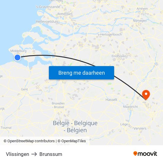 Vlissingen to Brunssum map