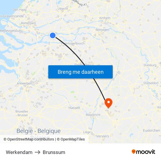 Werkendam to Brunssum map