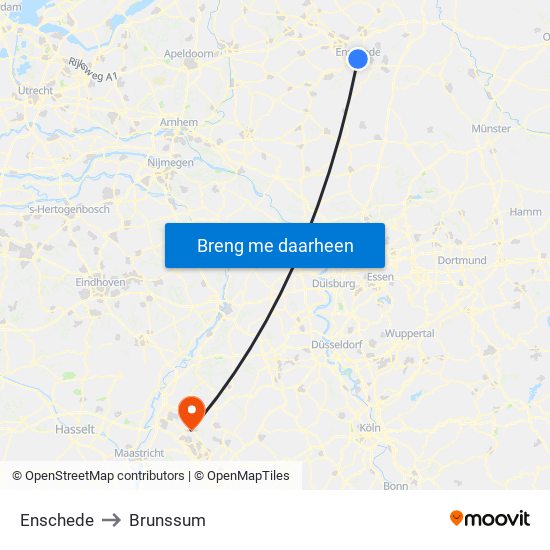 Enschede to Brunssum map