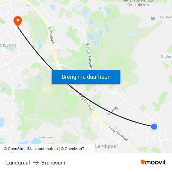 Landgraaf to Brunssum map