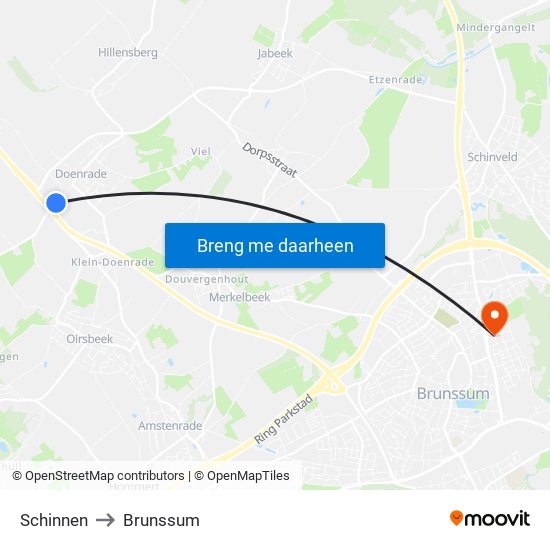 Schinnen to Brunssum map