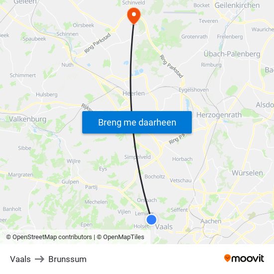 Vaals to Brunssum map