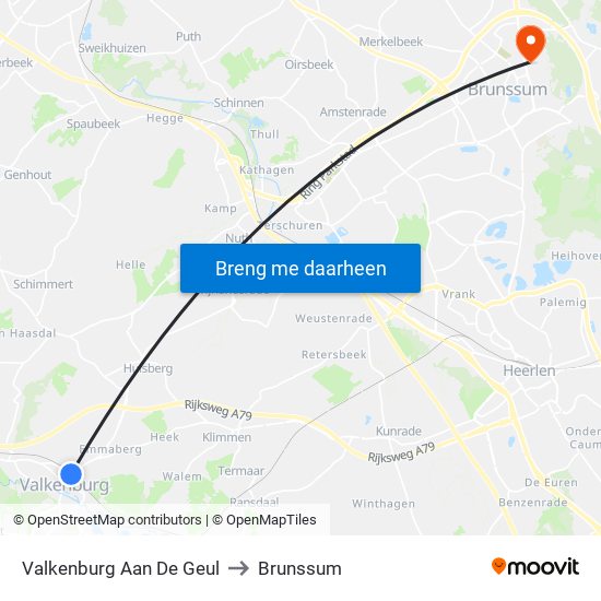 Valkenburg Aan De Geul to Brunssum map