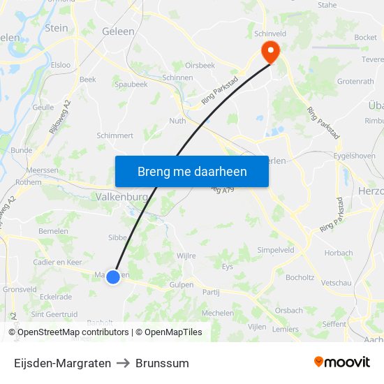Eijsden-Margraten to Brunssum map