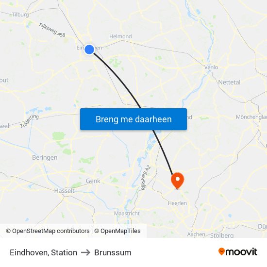 Eindhoven, Station to Brunssum map