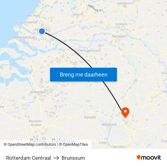 Rotterdam Centraal to Brunssum map