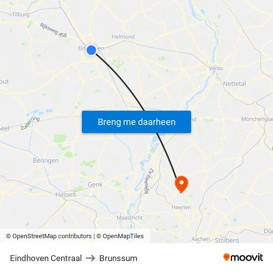 Eindhoven Centraal to Brunssum map