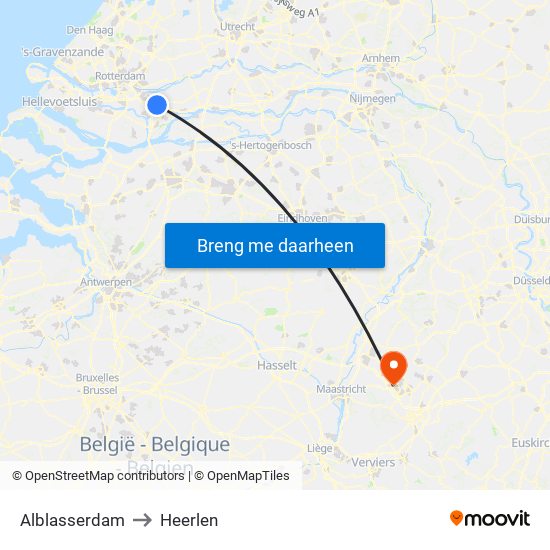 Alblasserdam to Heerlen map