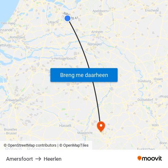 Amersfoort to Heerlen map
