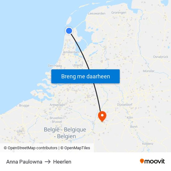 Anna Paulowna to Heerlen map