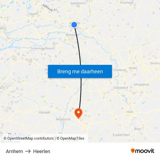 Arnhem to Heerlen map