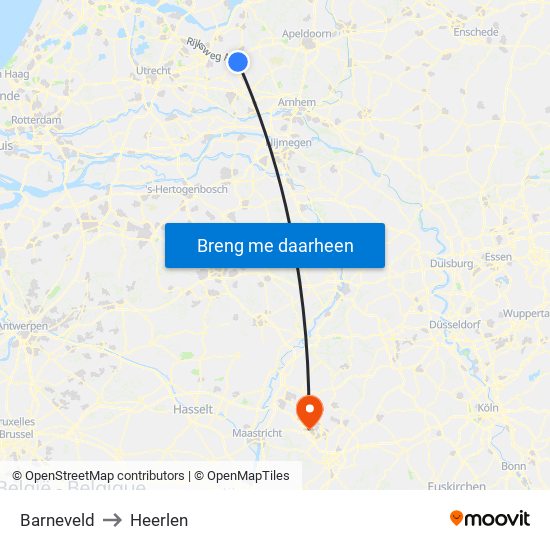 Barneveld to Heerlen map