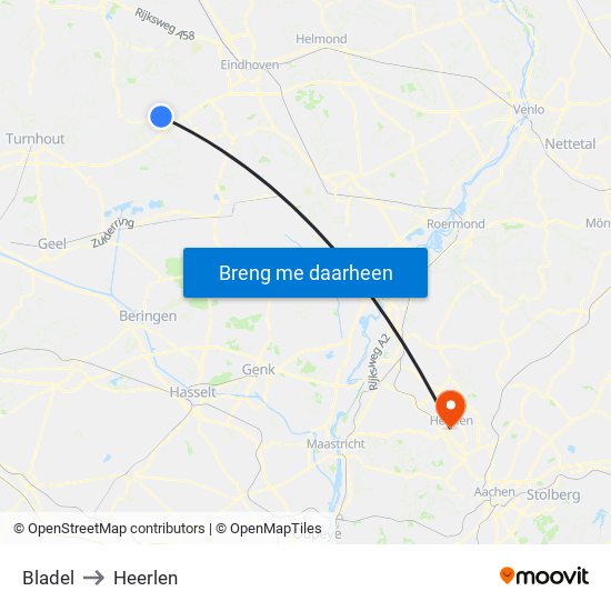 Bladel to Heerlen map