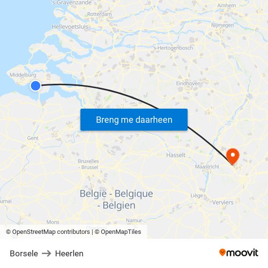 Borsele to Heerlen map