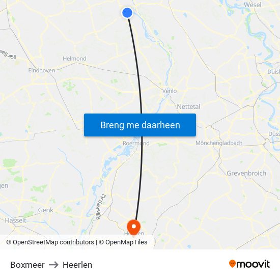 Boxmeer to Heerlen map