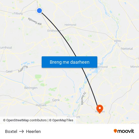 Boxtel to Heerlen map