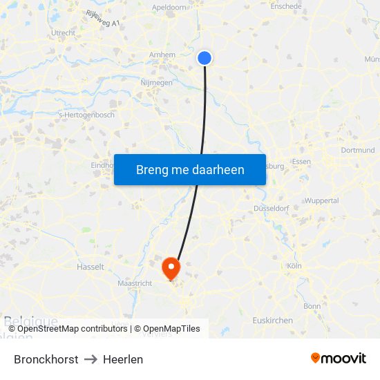 Bronckhorst to Heerlen map